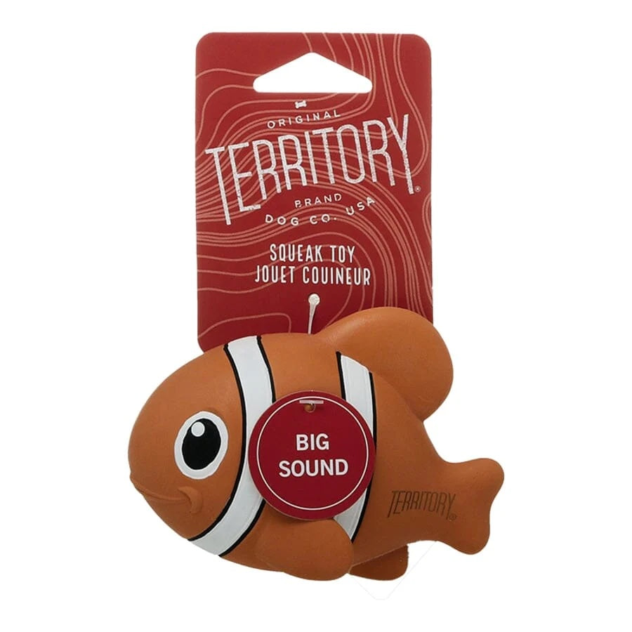 Territory Clown Fish Squeaker Latex Chew Dog Toy - 4.5"