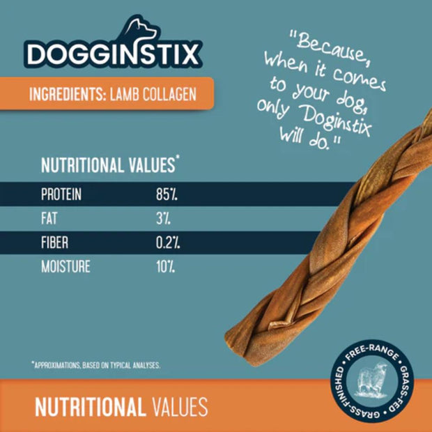 DogginStix Lamb Collagen Braided Chews