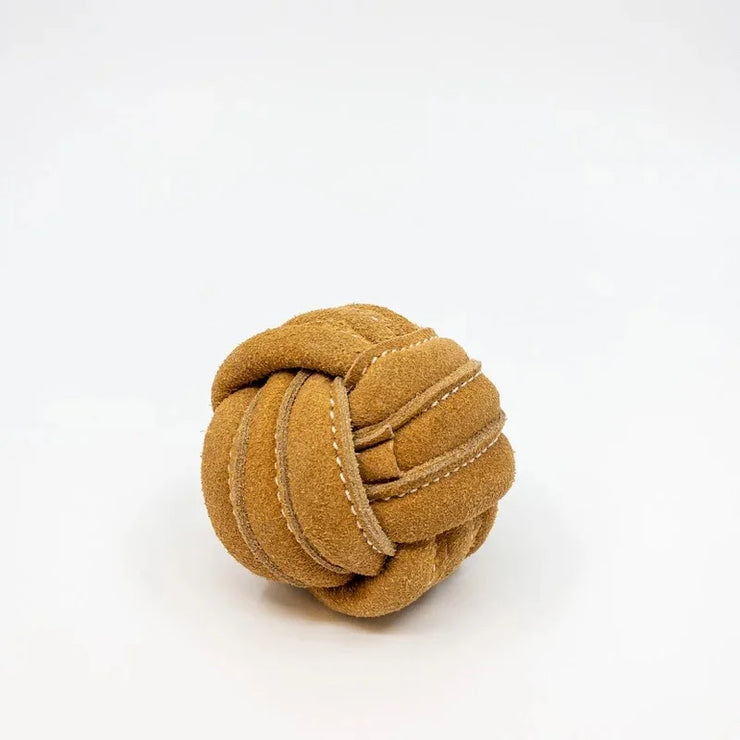 HuggleHounds HuggleHide Natural Leather Knotted Ball