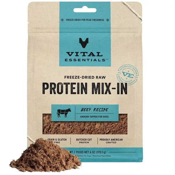 Vital Essentials Freeze-Dried Raw Protein Mix-In Ground Dog Food Topper, 6-oz bag