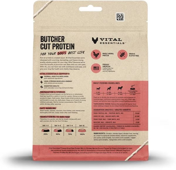 Vital Essentials Freeze-Dried Raw Protein Mix-In Ground Dog Food Topper, 6-oz bag