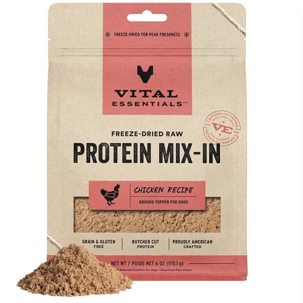 Vital Essentials Freeze-Dried Raw Protein Mix-In Ground Dog Food Topper, 6-oz bag