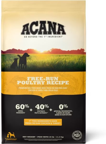 Acana Dog Grain Free Kibble (25lb Bags)